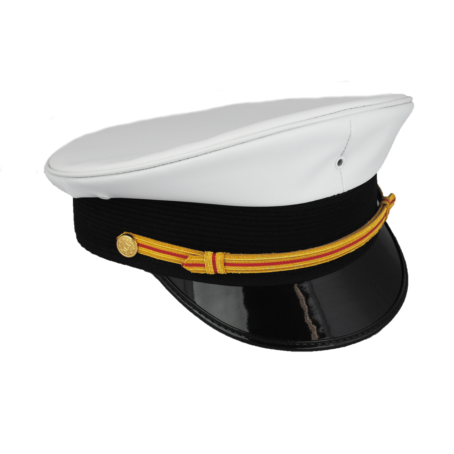 Pershing Cap White Semi-Pershing Cap with Gold/Red 911 Lace Chin Strap - Lighthouse ...